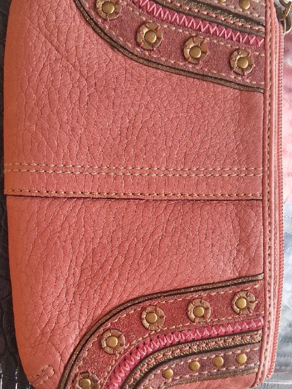 Vintage Coach Pink Leather Studded Wristlet - Picture 8 of 12